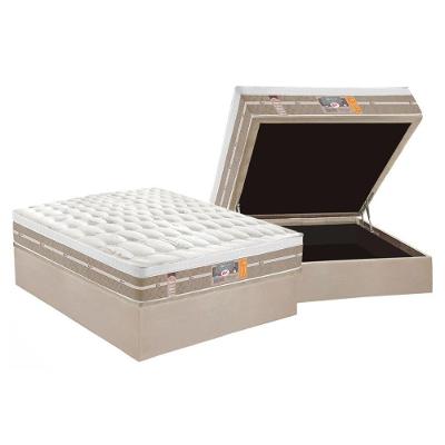 Cama Box Baú Casal: Colchão Molas Ensacadas Castor Pocket Silver Star Air One Face + Base CRC Suede Clean(138x188)