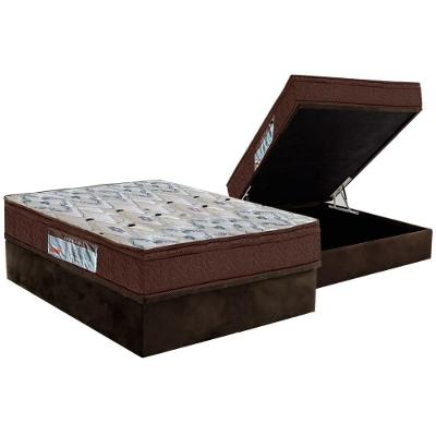 Cama Box Baú Casal: Colchão Espuma Ortobom D45 / EP ISO 150 Mega Firme + Base CRC Suede Brown(138x188)