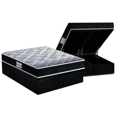 Cama Box Baú Queen: Colchão Espuma D33 Probel /EP Firmepedic ProDormir Advanced Tech1500 Double Face + Base CRC Suede Black(158x198)