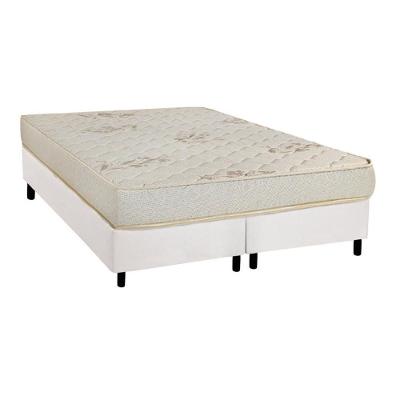 Cama Box Queen: Colchão Espuma D33 Luckspuma Supreme Floral + Base CRC Courano White(158x198)