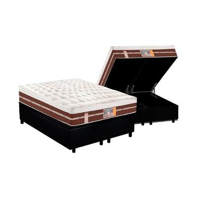 Cama Box Baú King: Colchão Molas Castor Pocket Silver Star Air Híbrido + Base CRC Courano Black(193x203)