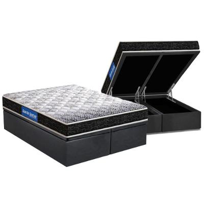 Cama Box Baú King: Colchão Espuma Probel D23 Guarda Costas Super Resistente + Base Gray(193X203)