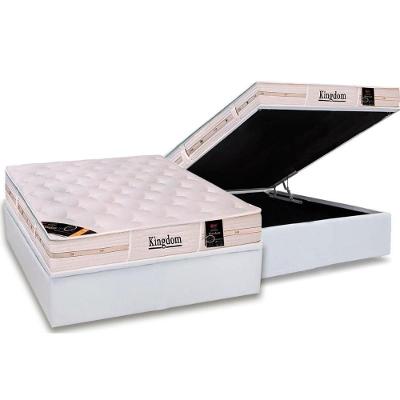 Cama Box Baú Casal: Colchão Molas Pocket Ensacadas Castor  Kingdom Aloe Vera + Base CRC Courano White(138x188)