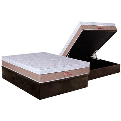 Cama Box Baú Casal: Colchão Ortopédico Orthoflex Foggia Premier + Base CRC Suede Brown(138x188)