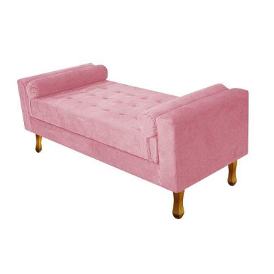 Recamier Baú Félix Solteiro 90cm Suede Rosa Bebê
