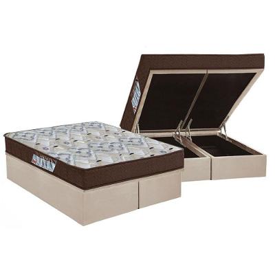 Cama Box Baú Queen: Colchão Espuma Ortobom D45 / EP ISO 150 Mega Firme + Base CRC Suede Clean(158x198)