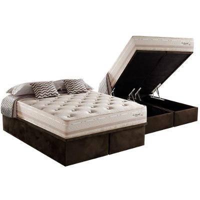 Cama Box Baú King: Colchão Molas Herval Maxspring Scotland + Base Crc Suede Brown(193X203)