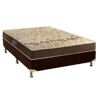 Cama Box Casal: Colchão Espuma Anjos D28 Confort + Base CRC Suede Brown(138x188)