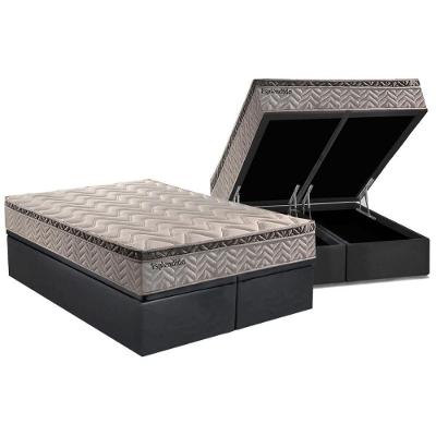 Cama Box Baú King: Colchão Molas Ensacadas Paropas MasterPocket Esplêndido Bordô + Base CRC Suede Gray(193x203)