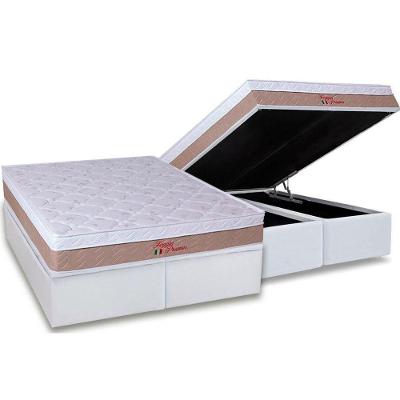 Cama Box Baú Queen: Colchão Ortopédico Orthoflex Foggia Premier + Base CRC Courano White(158x198)