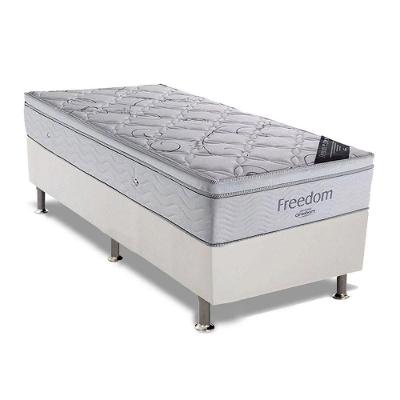 Cama Box Solteiro: Colchão Molas Ortobom Superpocket Freedom + Base Crc Courano Branco(88X188)