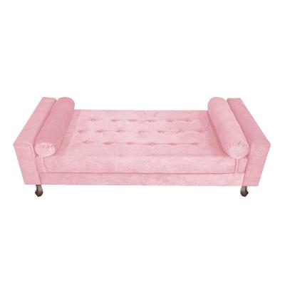 Recamier Baú Félix Solteiro 90cm Suede Rosa Bebê