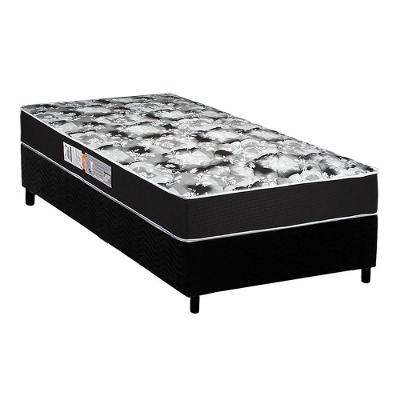 Cama Box Solteiro: Colchão Espuma D45 Luckspuma Gran Luck Pro + Base CRC Suede Black(88x188)