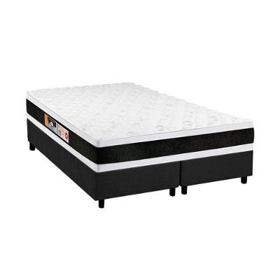 Cama Box Queen: Colchão Espuma D45 Castor Black e White AIR Double Face + Base CRC Suede Gray(158x198)