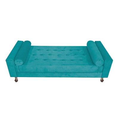 Recamier Baú Félix Solteiro 120cm Suede Azul Turquesa