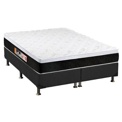 Cama Box Queen: Colchão Espuma Castor D45 Black e White + Base CRC Suede Gray(158x198)