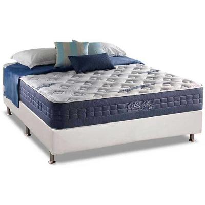 Cama Box Casal: Colchão Molas Ensacadas Anjos MasterPocket Blue Sea + Base CRC Courano White(138x188)