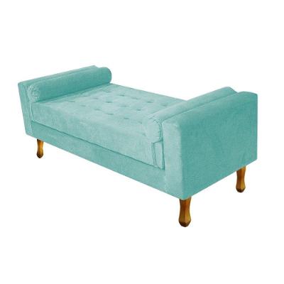 Recamier Baú Félix Solteiro 100cm Suede Azul Tiffany