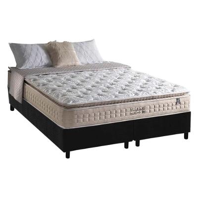 Cama Box Queen: Colchão Molas MasterPocket Ensacadas Anjos   Confortable + Base CRC Suede Preto(158x198)