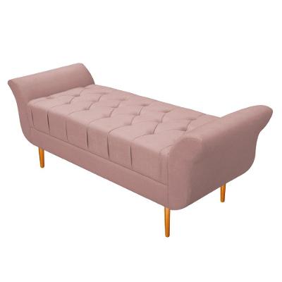 Recamier Estofado Ari 100 Cm Solteiro Suede Rosê Doce Sonho