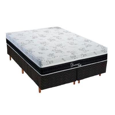Cama Box Queen: Colchão Molas Polar Superlastic Diamond + Base CRC Rústico Black(158x198)
