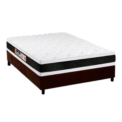 Cama Box Casal: Colchão Espuma D45 Castor Black e White AIR Double Face + Base CRC Suede Brown(138x188)