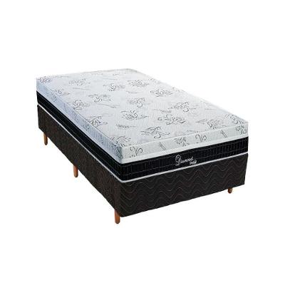 Cama Box Solteiro: Colchão Molas Ensacadas Polar Masterpocket Diamond + Base Rústico Black(88X188)