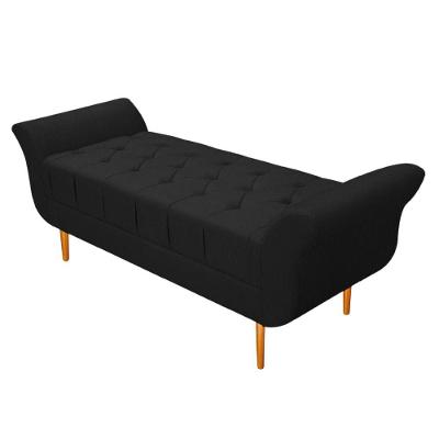 Recamier Estofado Ari 100 Cm Solteiro Suede Preto Doce Sonho