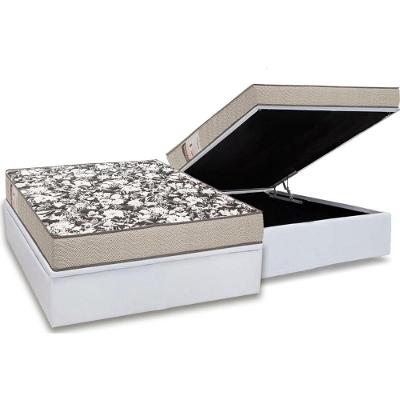 Cama Box Baú Casal: Colchão Espuma Ortobom D26 Physical Ultra Resistente + Base CRC Courano White(138x188)