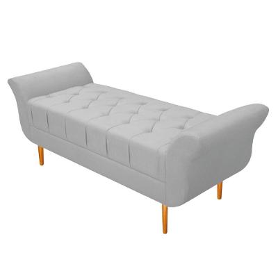 Recamier Estofado Ari 100Cm Solteiro Suede Branco Doce Sonho