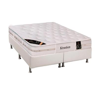 Cama Box Queen: Colchão Molas Pocket Ensacadas Castor  Kingdom Aloe Vera + Base CRC Courano Branco(158x198)