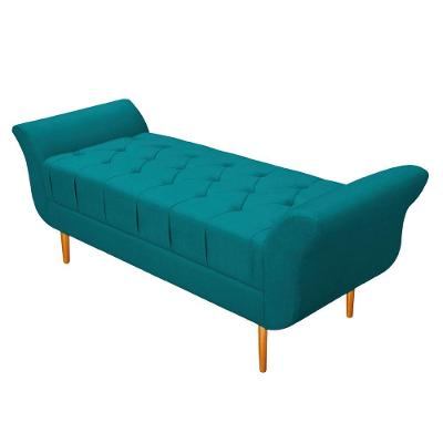 Recamier estofado Ari 100 Cm Solteiro Suede Azul Turquesa