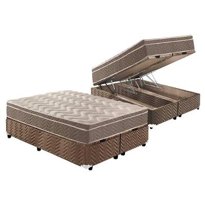 Cama Box Baú Queen: Colchão Espuma D33 Paropas  / EP Confort Ultra Firme + Base CRC Suede Brown(158x198)