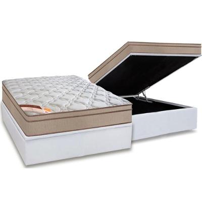 Cama Box Baú Casal: Colchão Molas Pocket Ensacadas Castor  Revolution Híbrido + Base CRC Courano White(138x188)