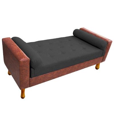 Recamier Félix Solteiro 100cm Corano Nozes e Linho Chumbo