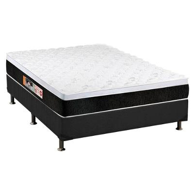 Cama Box Casal: Colchão Espuma D45 Castor Black e White AIR + Base CRC Suede Gray(138x188)