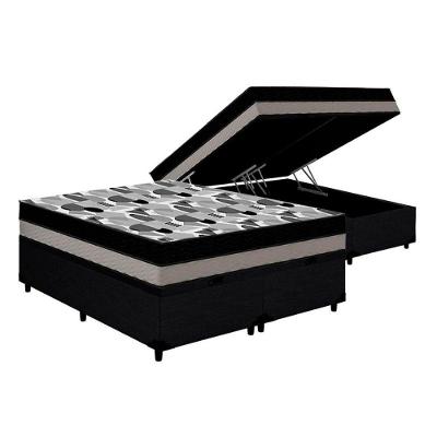 Cama Box Baú Queen: Colchão Anatômico Ortobom D33 / EP ISO 100 Double Face + Base CRC CouranoBlack(158x198x20)