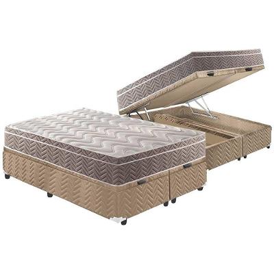 Cama Box Baú Queen: Colchão Ortopédico Paropas D33 / EP Confort Ultra Firme + Base CRC Suede Clean(158x198)