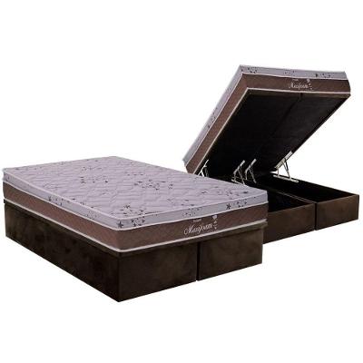 Cama Box Baú King: Colchão Molas Probel MasterPocket Ensacadas Maxifoam + Base CRC Suede Brown(193x203)