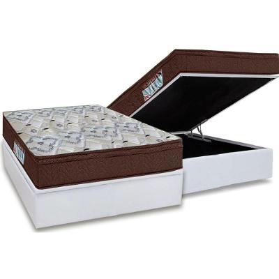Cama Box Baú Casal: Colchão Espuma D45 Ortobom  / EP ISO 150 Mega Firme + Base CRC Courano White(138x188)