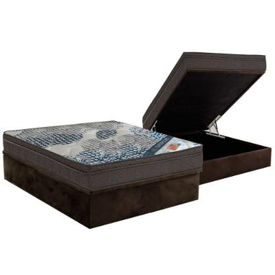 Cama Box Baú Casal: Colchão Molas SuperPocket Ensacadas Ortobom  Fort Tech ISO + Base CRC Suede Brown(138x188)