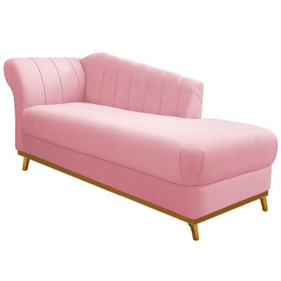 Recamier Vanessa 140cm Direito Suede Rosa Bebê Doce Sonho