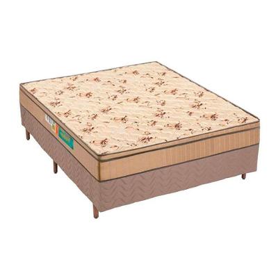 Cama Box Casal: Colchão Espuma D33 Polar Pérola + Base CRC Rústico Clean(138x188)