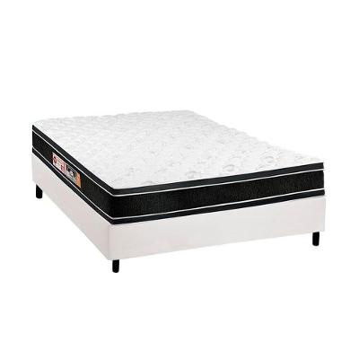 Cama Box Casal: Colchão Espuma D33 Castor Black e White Double Face + Base CRC Courano White(138x188)