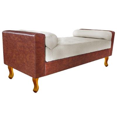 Recamier Félix Casal 140cm Corano Nozes E Linho Bege - Doce Sonho Móveis