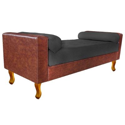 Recamier Félix Solteiro 90cm Corano Nozes e Linho Chumbo