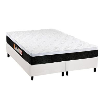 Cama Box King: Colchão Espuma Castor D45 Black e White Air + Base CRC Courano White(193x203)
