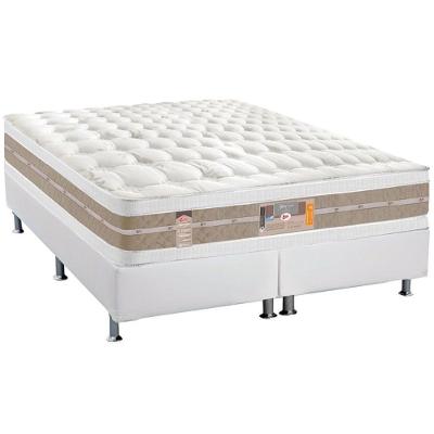 Cama Box Queen: Colchão Molas Pocket Ensacadas Castor  Silver Star Air DF + Base CRC Courano Branco(158x198)