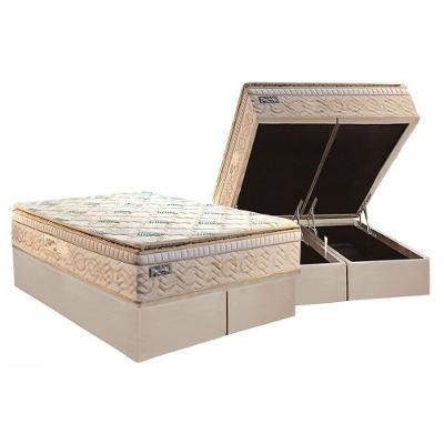 Cama Box Baú Queen: Colchão Molas Ensacadas Paropas Masterpocket Eco Bamboo + Base Clean(158X198)