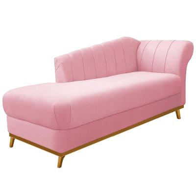Recamier Vanessa 140cm Esquerdo Suede Rosa Bebê Doce Sonho